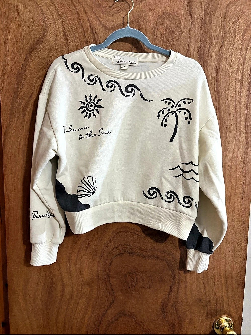 Vintage Havana Graphic Cropped Sweatshirt Size Small Like New